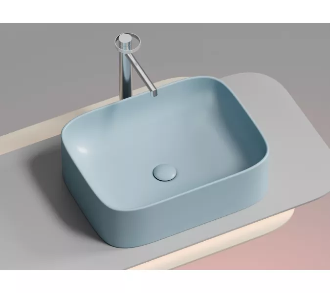 Умывальник чаша Ceramica Nova накладная прямоугольная (цвет Голубой Матовый) Element 505*380*150мм, Выбрать цвет: Голубой