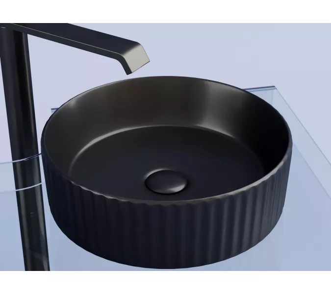 Умывальник чаша Ceramica Nova накладная круглая (цвет Черный Матовый) Element 360*360*115мм, Выбрать цвет: Черный, изображение 4