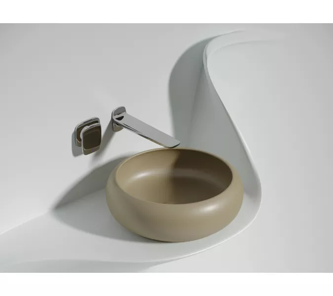 Умывальник чаша Ceramica Nova накладная круглая (цвет Капучино Матовый) Element 360*360*120мм, Выбрать цвет: Бежевый, изображение 5