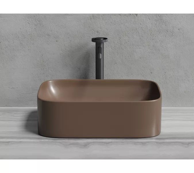 Умывальник чаша Ceramica Nova накладная прямоугольная (цвет Темно-Коричневый Матовый) Element 505*380*150мм, Выбрать цвет: Коричневый, изображение 5