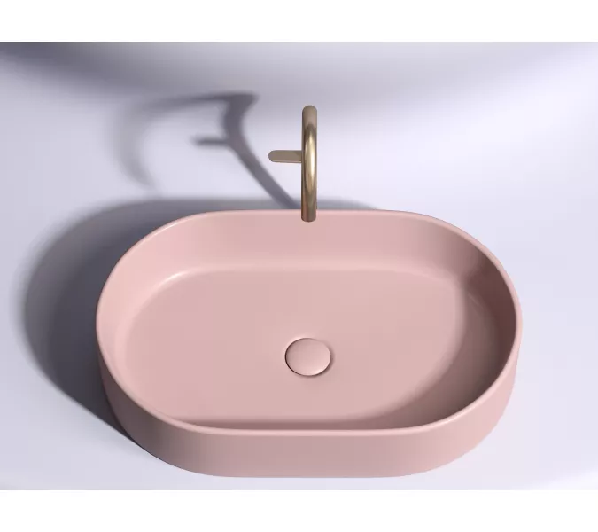 Умывальник чаша Ceramica Nova  накладная овальная (цвет Розовый Матовый) Element 608*385*122мм, Выбрать цвет: Розовый, изображение 5