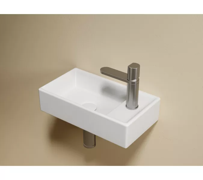 Умывальник подвесной Ceramica Nova L/R  ,белый матовый Element 407*217*100, Выбрать цвет: Белый матовый, Ориентация: левая, изображение 5