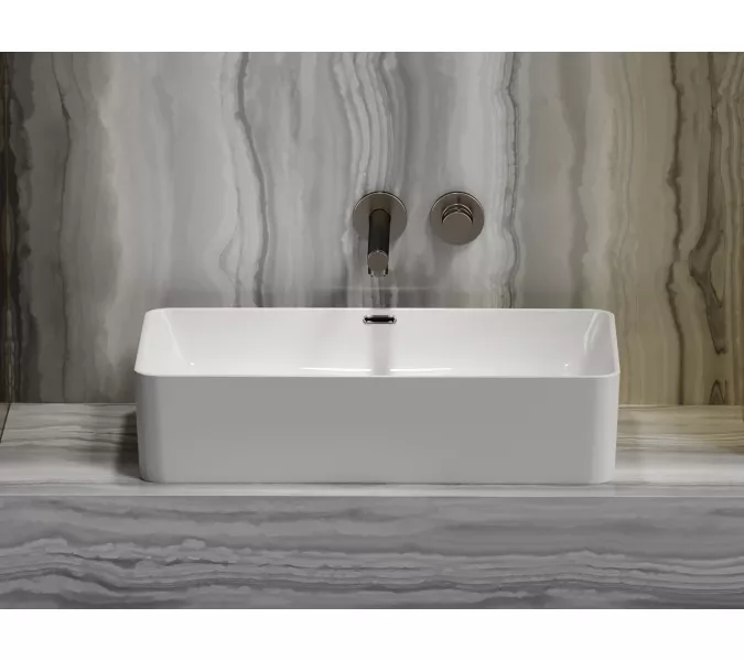Умывальник чаша Ceramica Nova накладная прямоугольная со сливом переливом Element 605*385*140мм, изображение 5