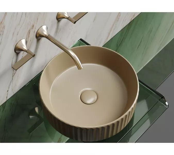 Умывальник чаша Ceramica Nova накладная круглая (цвет Капучино Матовый) Element 360*360*115мм, Выбрать цвет: Бежевый