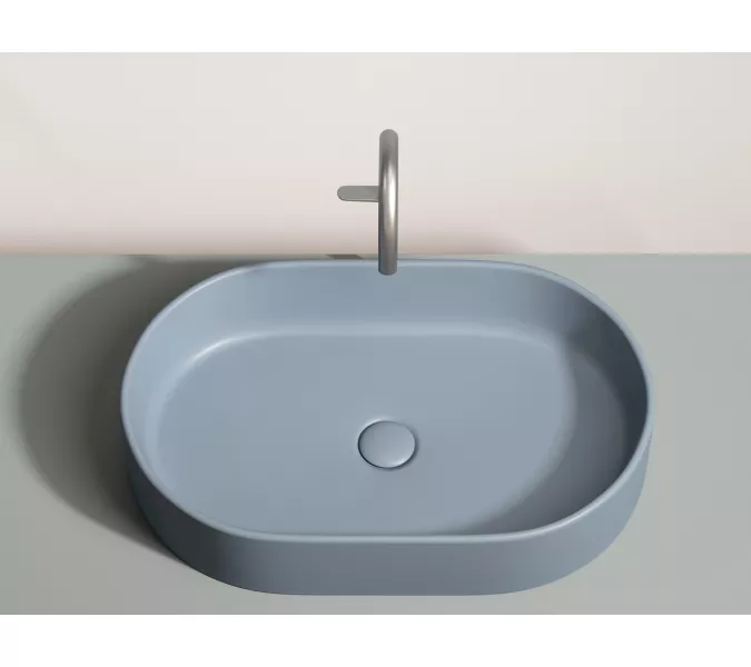 Умывальник чаша Ceramica Nova накладная овальная (цвет Серо-Голубой Матовый) Element 608*385*122мм, Выбрать цвет: Серо-голубой, изображение 5