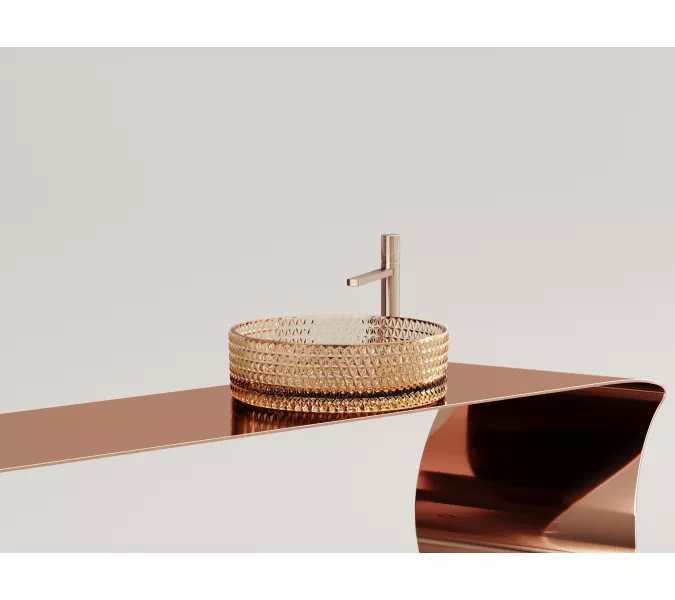 Умывальник чаша Ceramica Nova  накладная круглая (цвет бежевый) Cristal 360*360*112мм, Выбрать цвет: Бежевый, изображение 6