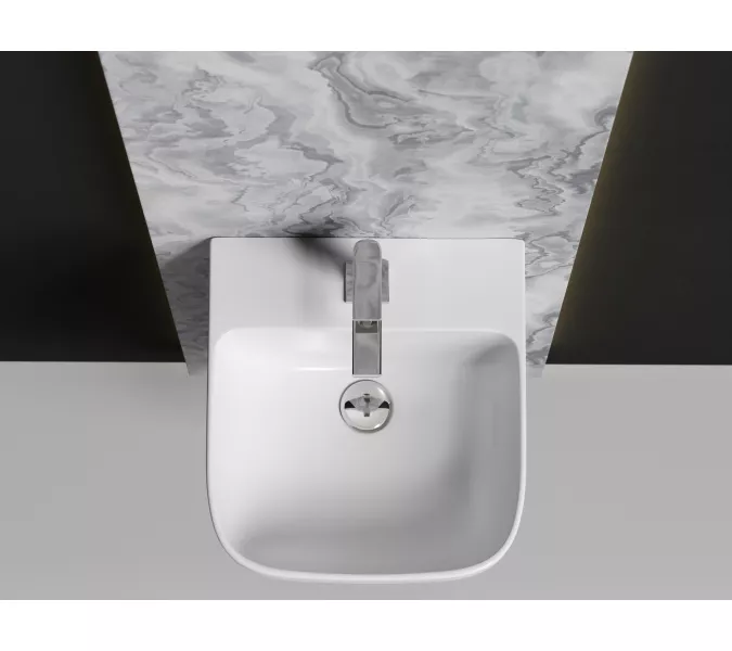 Раковина Ceramica Nova моноблок подвесная DION с отверстием под смеситель, со сливом переливом, Выбрать цвет: Белый, изображение 3