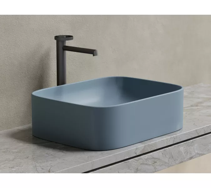 Умывальник чаша Ceramica Nova накладная прямоугольная (цвет Серо-Голубой Матовый) Element 505*380*150мм, Выбрать цвет: Серо-голубой, изображение 5