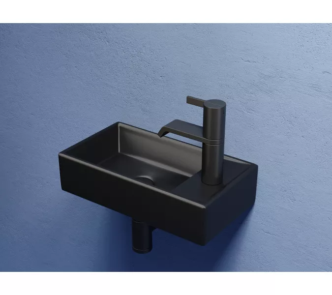 Умывальник подвесной Ceramica Nova L/R,  черный матовый Element 407*217*100, Выбрать цвет: Черный матовый, Ориентация: левая, изображение 5