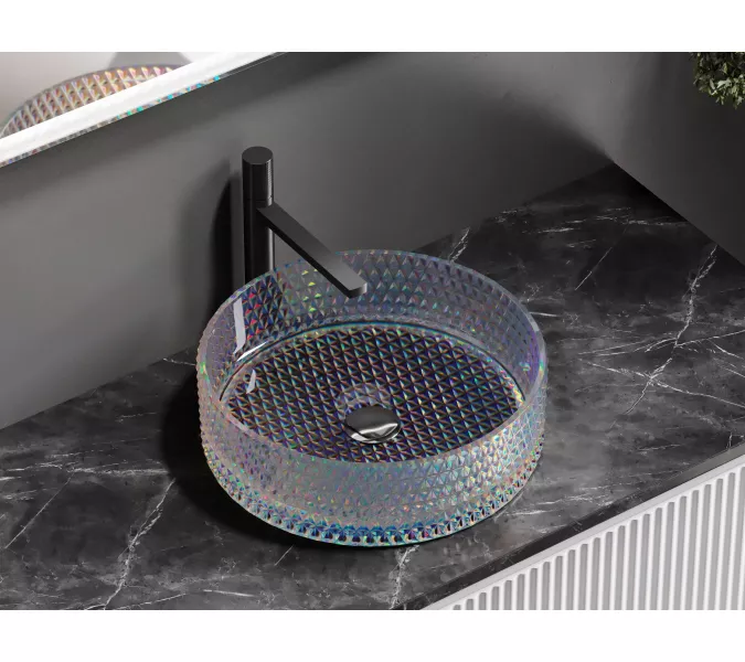 Умывальник чаша Ceramica Nova накладная круглая (цвет неон) Cristal 360*360*112мм, Выбрать цвет: Неон