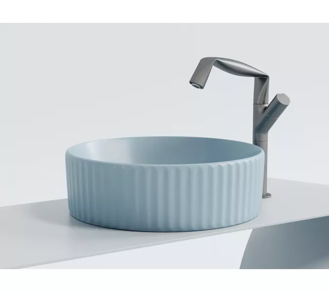Умывальник чаша Ceramica Nova накладная круглая (цвет Голубой Матовый) Element 360*360*115мм, Выбрать цвет: Голубой, изображение 5