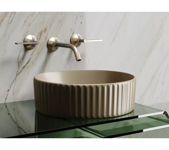 Умывальник чаша Ceramica Nova накладная круглая (цвет Капучино Матовый) Element 360*360*115мм, Выбрать цвет: Бежевый, изображение 5