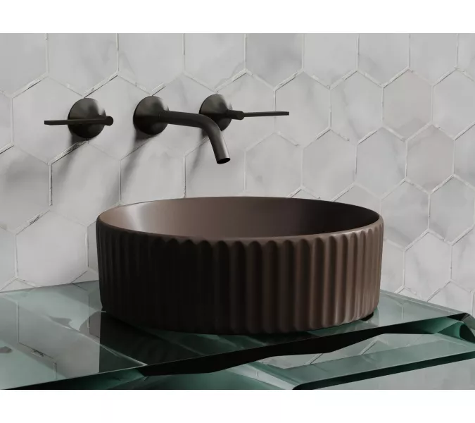 Умывальник чаша Ceramica Nova накладная круглая (цвет Темно-Коричневый Матовый) 360*360*115мм, Выбрать цвет: Коричневый, изображение 5