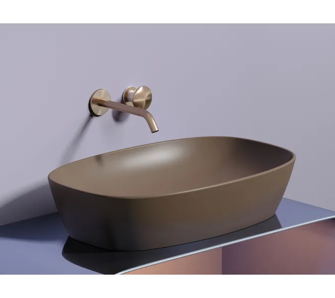 Умывальник чаша Ceramica Nova накладная овальная (цвет Темно-Коричневый Матовый) 600*380*138мм, Выбрать цвет: Коричневый, изображение 7