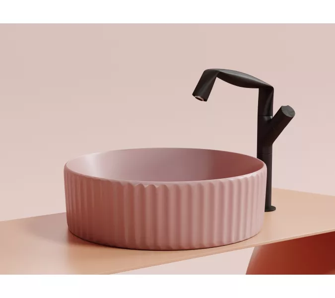 Умывальник чаша Ceramica Nova накладная круглая (цвет Розовый Матовый) Element 360*360*115мм, Выбрать цвет: Розовый, изображение 4