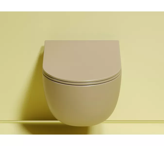 Подвесной унитаз Ceramica Nova Modena Rimless (цвет Капучино Матовый), Выбрать цвет: Бежевый, изображение 2