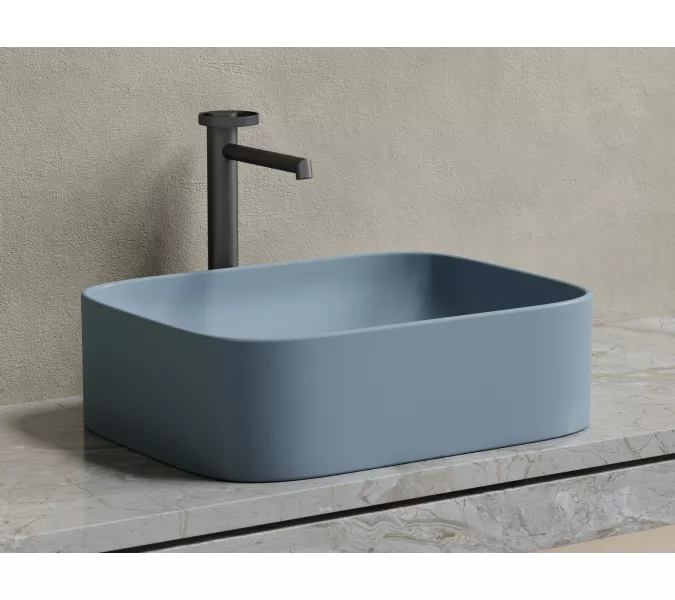 Умывальник чаша Ceramica Nova накладная прямоугольная (цвет Серо-Голубой Матовый) Element 505*380*150мм, Выбрать цвет: Серо-голубой, изображение 6