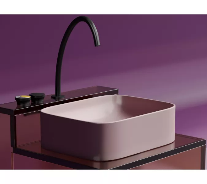 Умывальник чаша Ceramica Nova накладная прямоугольная (цвет Розовый Матовый) Element 505*380*150мм, Выбрать цвет: Розовый, изображение 7