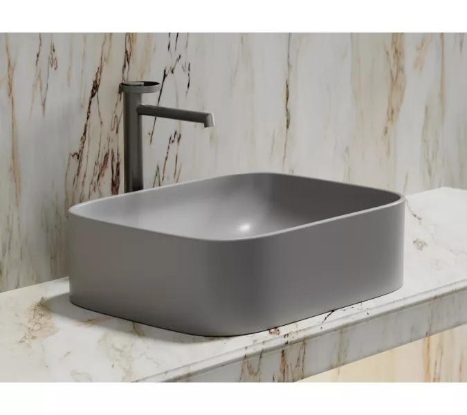 Умывальник чаша Ceramica Nova накладная прямоугольная (цвет Серый Матовый) Element 505*380*150мм, Выбрать цвет: Серый, изображение 6