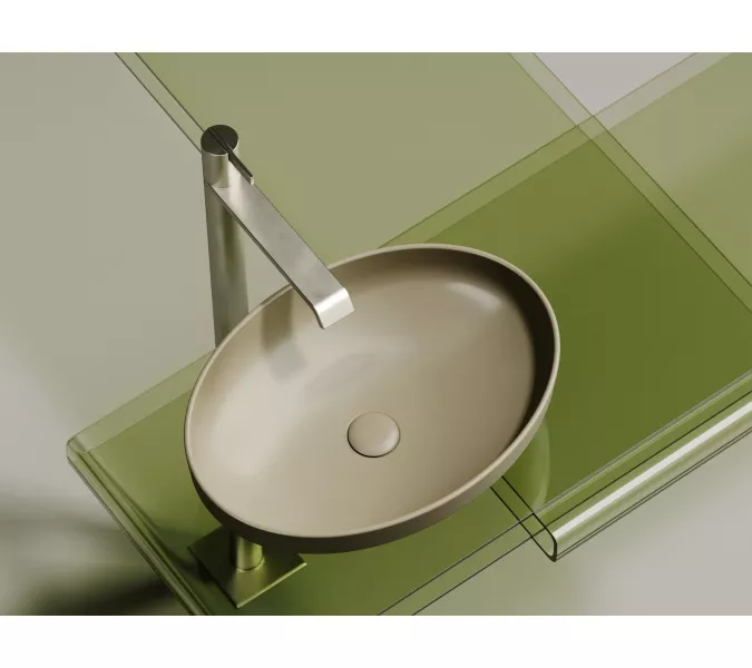 Умывальник чаша Ceramica Nova накладная овальная (цвет Капучино Матовый) Element 502*363*145мм, Выбрать цвет: Бежевый, изображение 6