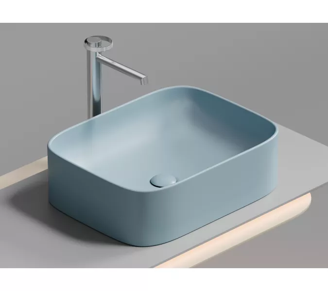Умывальник чаша Ceramica Nova накладная прямоугольная (цвет Голубой Матовый) Element 505*380*150мм, Выбрать цвет: Голубой, изображение 6