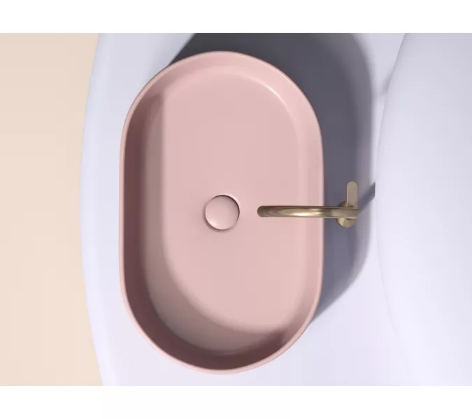 Умывальник чаша Ceramica Nova  накладная овальная (цвет Розовый Матовый) Element 608*385*122мм, Выбрать цвет: Розовый, изображение 6