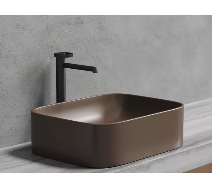 Умывальник чаша Ceramica Nova накладная прямоугольная (цвет Темно-Коричневый Матовый) Element 505*380*150мм, Выбрать цвет: Коричневый, изображение 6