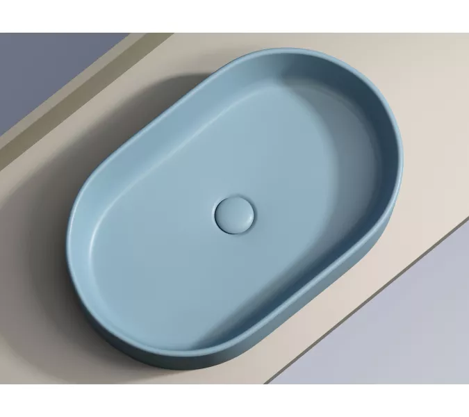Умывальник чаша Ceramica Nova накладная овальная (цвет Голубой Матовый) Element 608*385*122мм, Выбрать цвет: Голубой, изображение 7