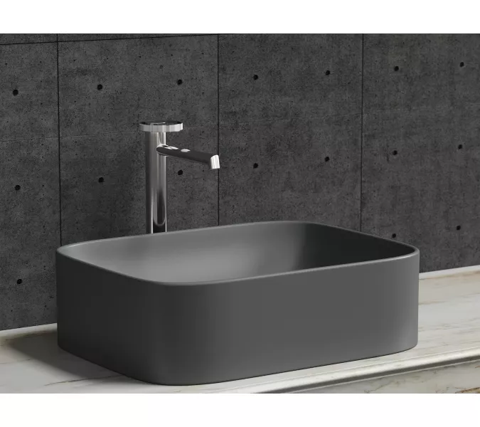 Умывальник чаша Ceramica Nova накладная прямоугольная (цвет Темный Антрацит Матовый) Element 505*380*150мм, Выбрать цвет: Темный антрацит матовый, изображение 6