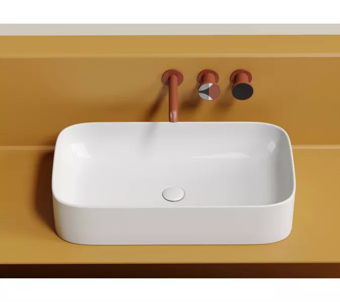Умывальник чаша Ceramica Nova  накладная прямоугольная Element 705*380*150мм, Выбрать цвет: Белый, изображение 6