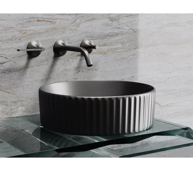 Умывальник чаша Ceramica Nova накладная круглая (цвет Темный Антрацит Матовый) Element 360*360*115мм, Выбрать цвет: Темный антрацит матовый, изображение 6