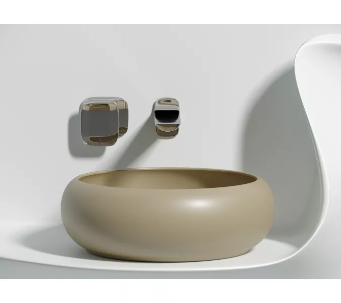 Умывальник чаша Ceramica Nova накладная круглая (цвет Капучино Матовый) Element 360*360*120мм, Выбрать цвет: Бежевый, изображение 6