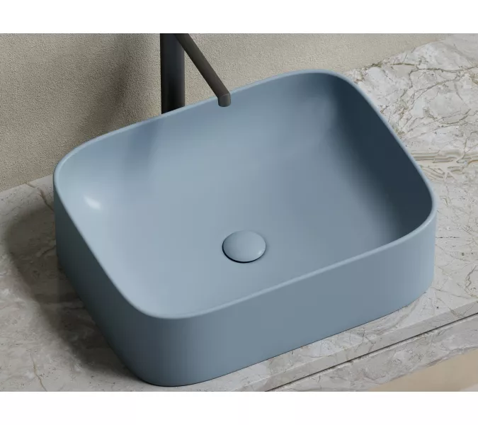 Умывальник чаша Ceramica Nova накладная прямоугольная (цвет Серо-Голубой Матовый) Element 505*380*150мм, Выбрать цвет: Серо-голубой, изображение 7