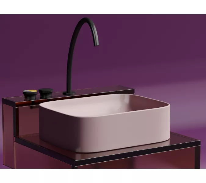 Умывальник чаша Ceramica Nova накладная прямоугольная (цвет Розовый Матовый) Element 505*380*150мм, Выбрать цвет: Розовый, изображение 8