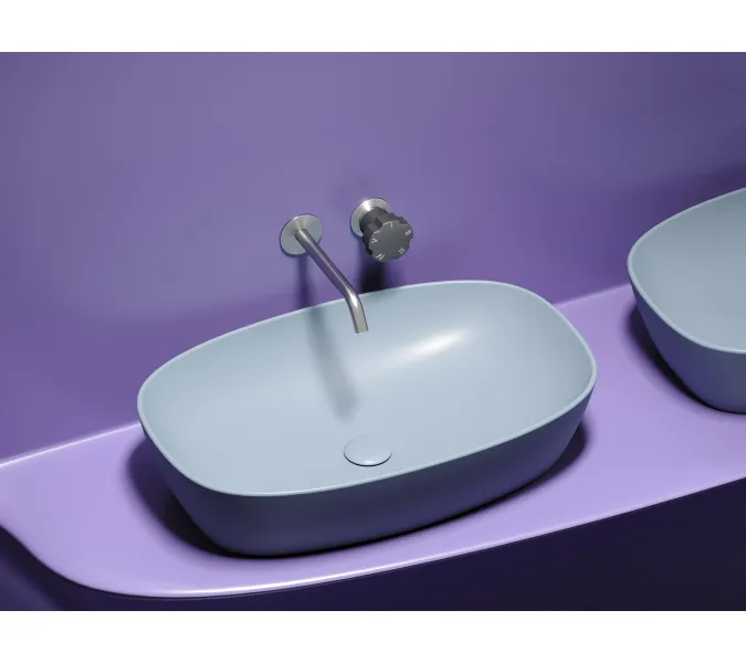 Умывальник чаша Ceramica Nova накладная овальная (цвет Серо-Голубой Матовый) Element 600*380*138мм, Выбрать цвет: Серо-голубой, изображение 7