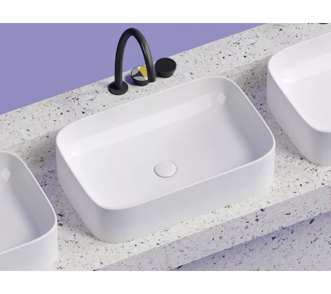 Умывальник чаша Ceramica Nova накладная прямоугольная Element 605*380*150мм, Выбрать цвет: Белый