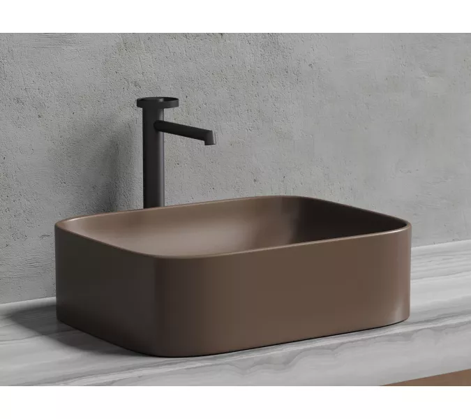 Умывальник чаша Ceramica Nova накладная прямоугольная (цвет Темно-Коричневый Матовый) Element 505*380*150мм, Выбрать цвет: Коричневый, изображение 7