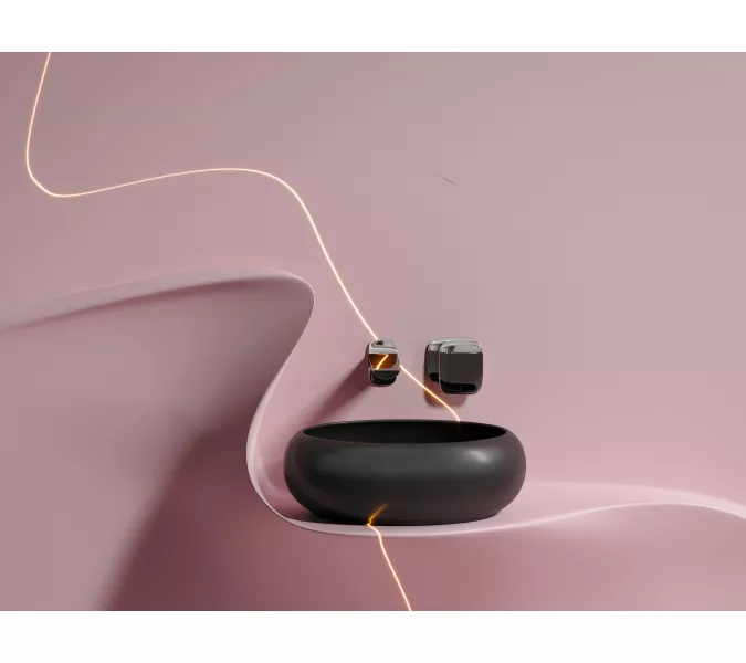 Умывальник чаша Ceramica Nova накладная круглая (цвет Черный Матовый) Element 360*360*120мм, Выбрать цвет: Черный, изображение 7