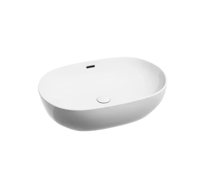 Умывальник чаша Ceramica Nova накладная овальная со сливом переливом Element 610*420*155мм, изображение 7