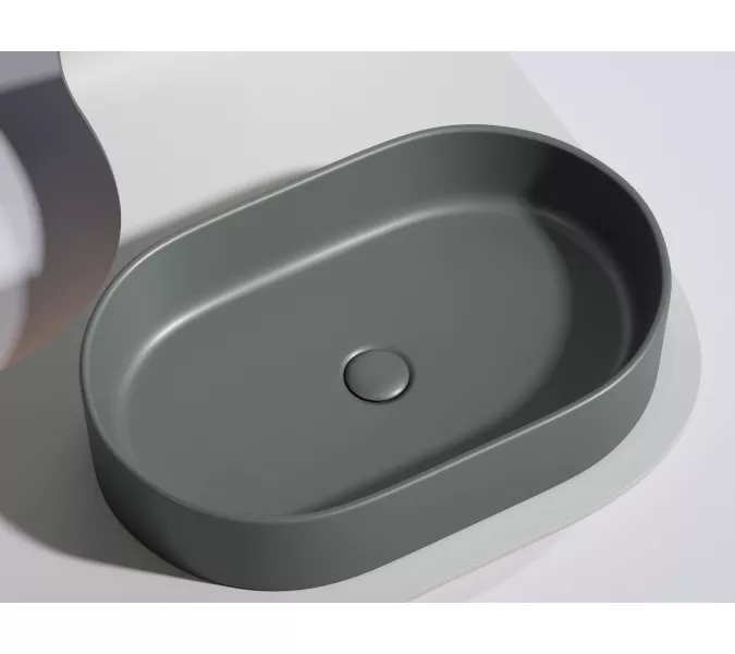 Умывальник чаша Ceramica Nova накладная овальная (цвет Темный Антрацит Матовый) Element 608*385*122мм, Выбрать цвет: Темно-серый, изображение 7