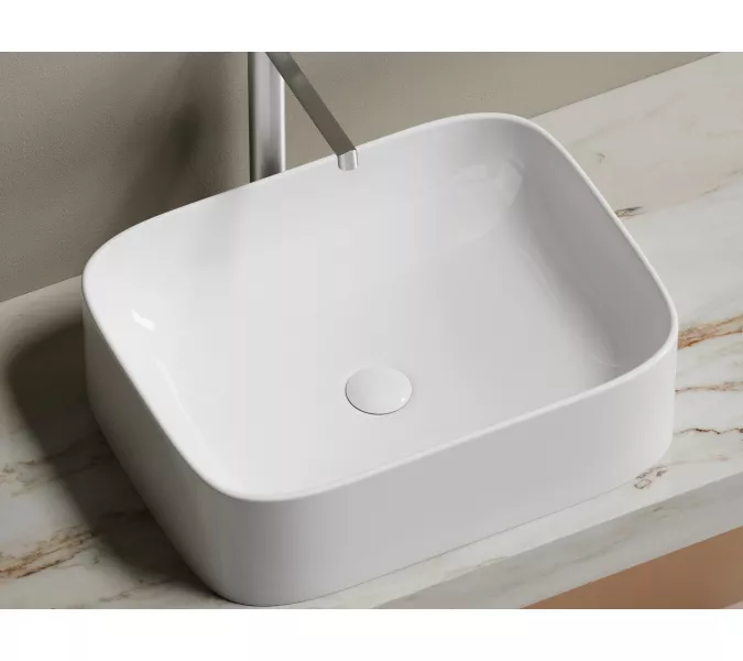 Умывальник чаша Ceramica Nova накладная прямоугольная Element 505*380*150мм, Выбрать цвет: Белый, изображение 7