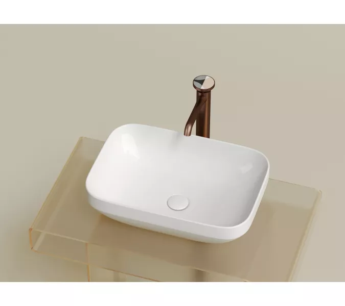 Умывальник чаша Ceramica Nova накладная прямоугольная Element 500*359*145мм, Выбрать цвет: Белый, изображение 7