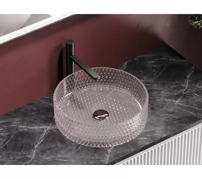 Умывальник чаша Ceramica Nova накладная круглая (цвет розовый) Cristal 360*360*112мм, Выбрать цвет: Розовый, изображение 2