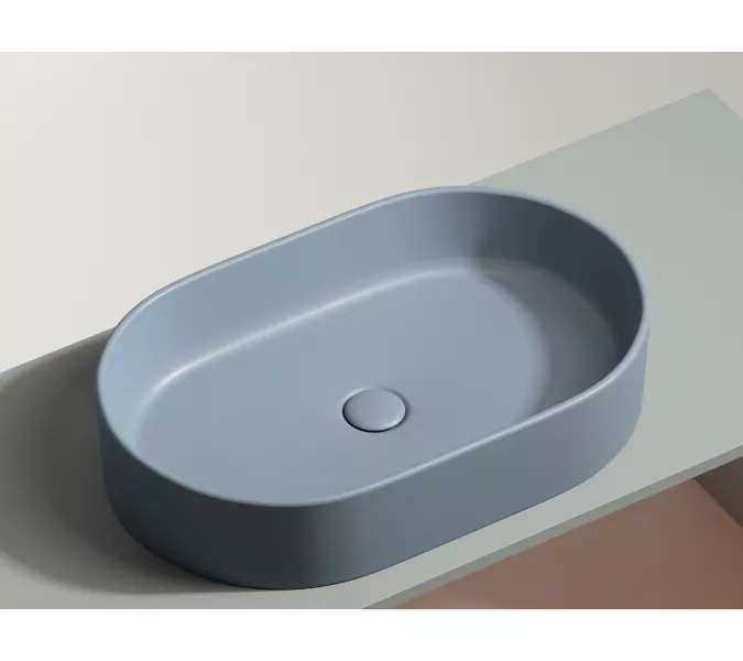 Умывальник чаша Ceramica Nova накладная овальная (цвет Серо-Голубой Матовый) Element 608*385*122мм, Выбрать цвет: Серо-голубой, изображение 7