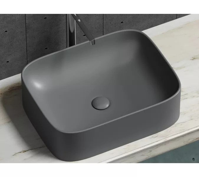 Умывальник чаша Ceramica Nova накладная прямоугольная (цвет Темный Антрацит Матовый) Element 505*380*150мм, Выбрать цвет: Темный антрацит матовый, изображение 7
