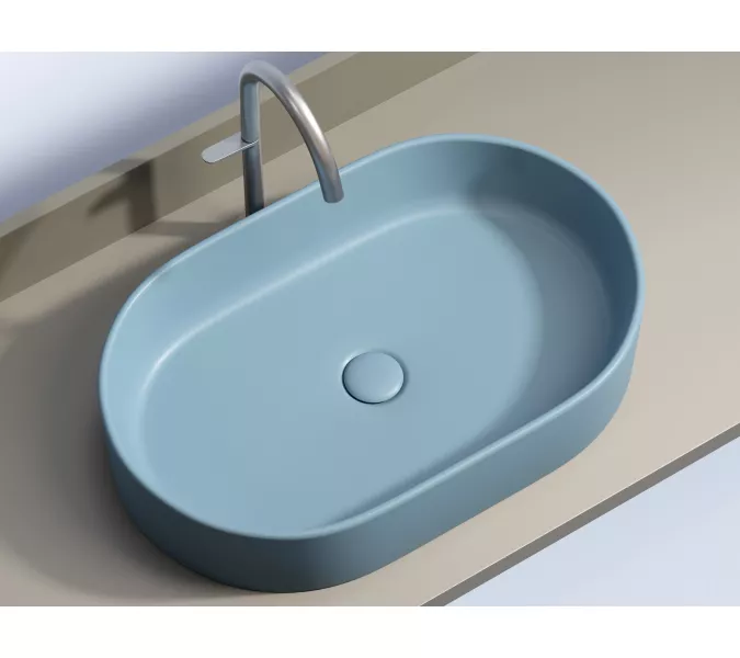 Умывальник чаша Ceramica Nova накладная овальная (цвет Голубой Матовый) Element 608*385*122мм, Выбрать цвет: Голубой