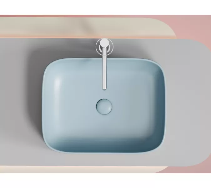 Умывальник чаша Ceramica Nova накладная прямоугольная (цвет Голубой Матовый) Element 505*380*150мм, Выбрать цвет: Голубой, изображение 7