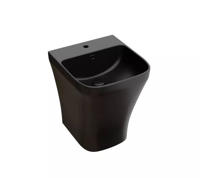 Раковина Ceramica Nova моноблок подвесная DION (Черный Матовый) с отверстием под смеситель, со сливом переливом, Выбрать цвет: Черный, изображение 7