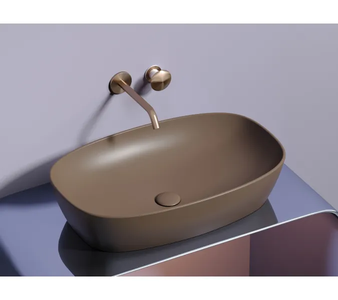 Умывальник чаша Ceramica Nova накладная овальная (цвет Темно-Коричневый Матовый) 600*380*138мм, Выбрать цвет: Коричневый, изображение 8