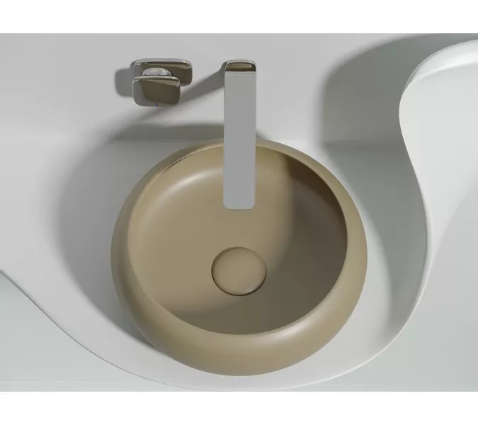 Умывальник чаша Ceramica Nova накладная круглая (цвет Капучино Матовый) Element 360*360*120мм, Выбрать цвет: Бежевый, изображение 7